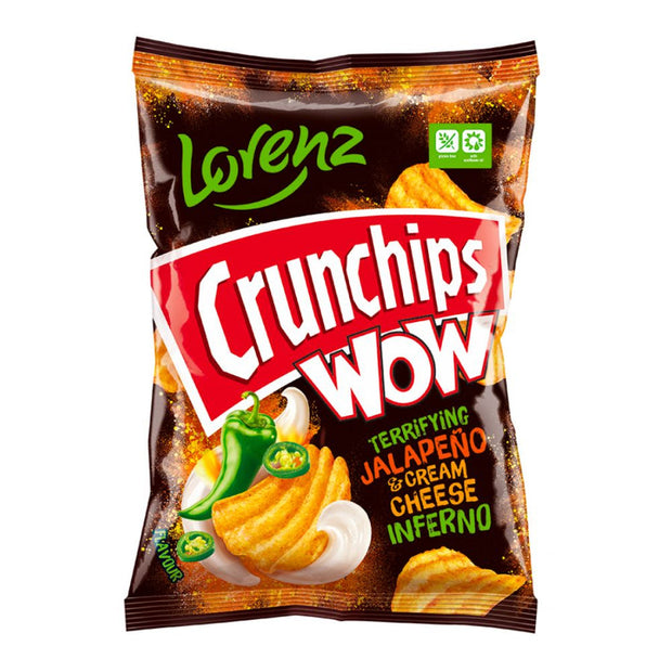 LORENZ  Crunchips Wow Terrifying Jalapeno & Cream Cheese Inferno - patatine al formaggio e peperoncino jalapeno da 110gr